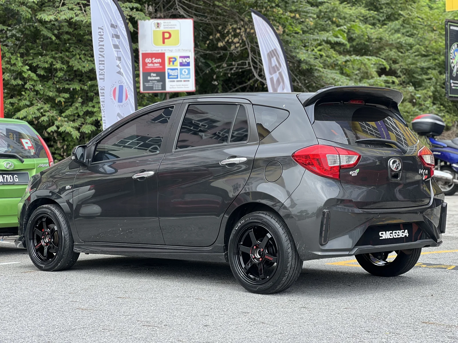 Grey ASG customer hatchback fitted with black performance wheels